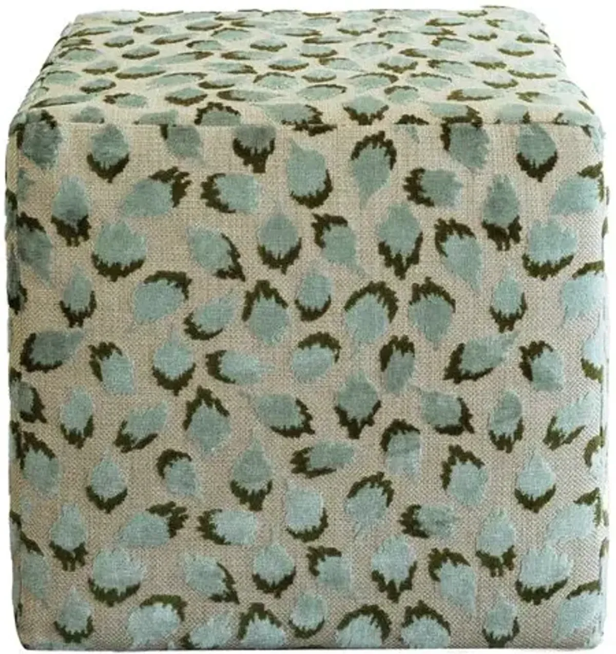 Trinka Chenille Velvet Cube Ottoman - Green