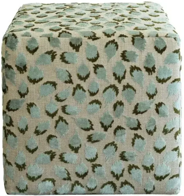 Trinka Chenille Velvet Cube Ottoman - Green