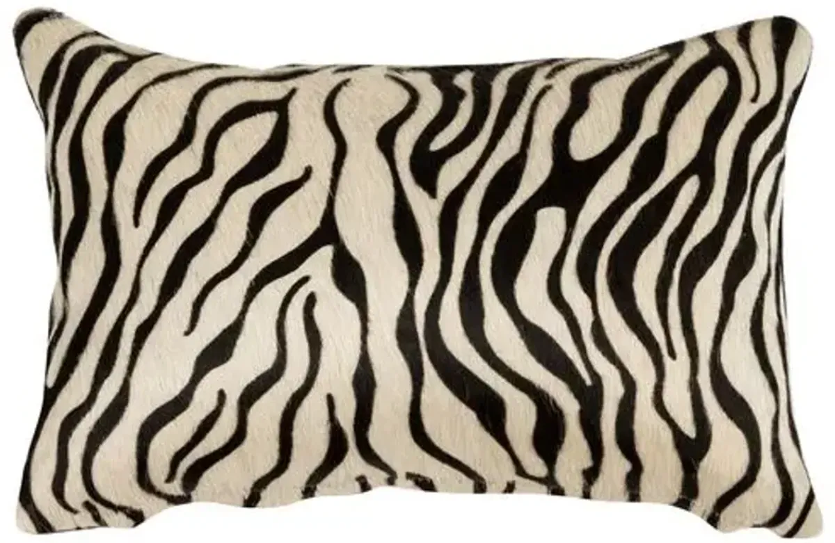 Zebra Hide Lumbar Pillow - Black/White - Le-Coterie