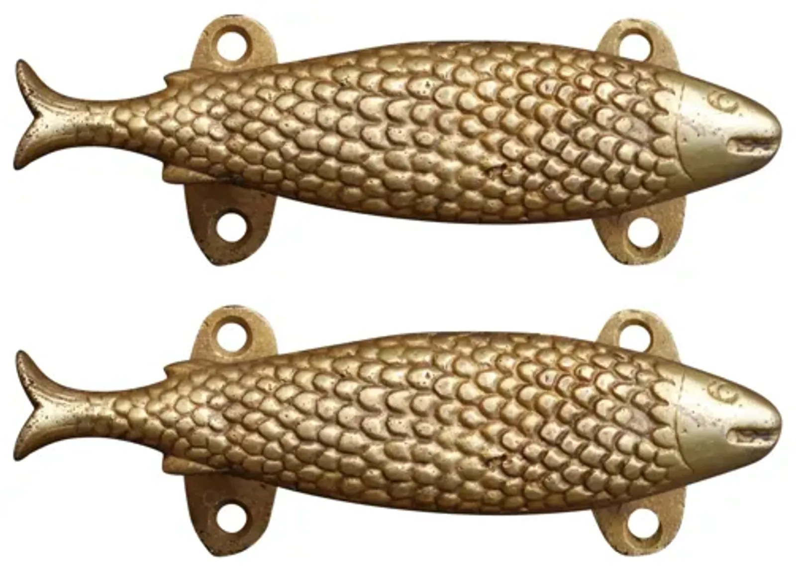 Brass Fish Door Handles - a Pair - Interesting Things - Gold