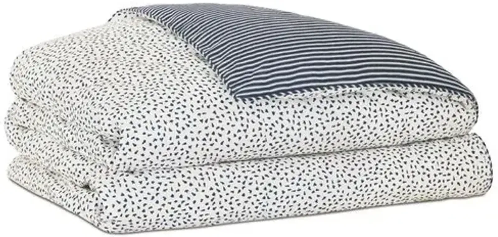 Claire Speckled Duvet Cover - White/Indigo