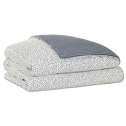 Claire Speckled Duvet Cover - White/Indigo