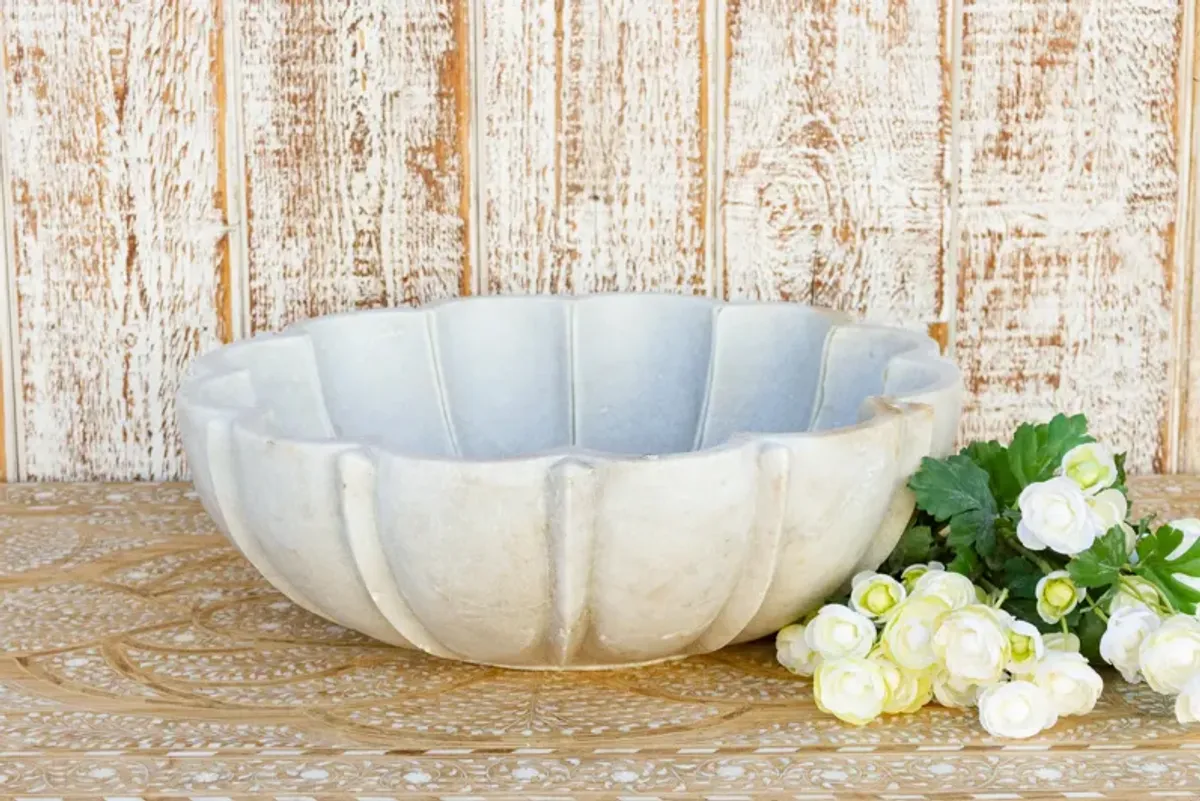 Fionee Large Indian Mandala Marble Bowl - de-cor - white