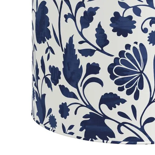 Harper Vine Floral Ottoman - Blue