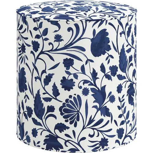 Harper Vine Floral Ottoman - Blue