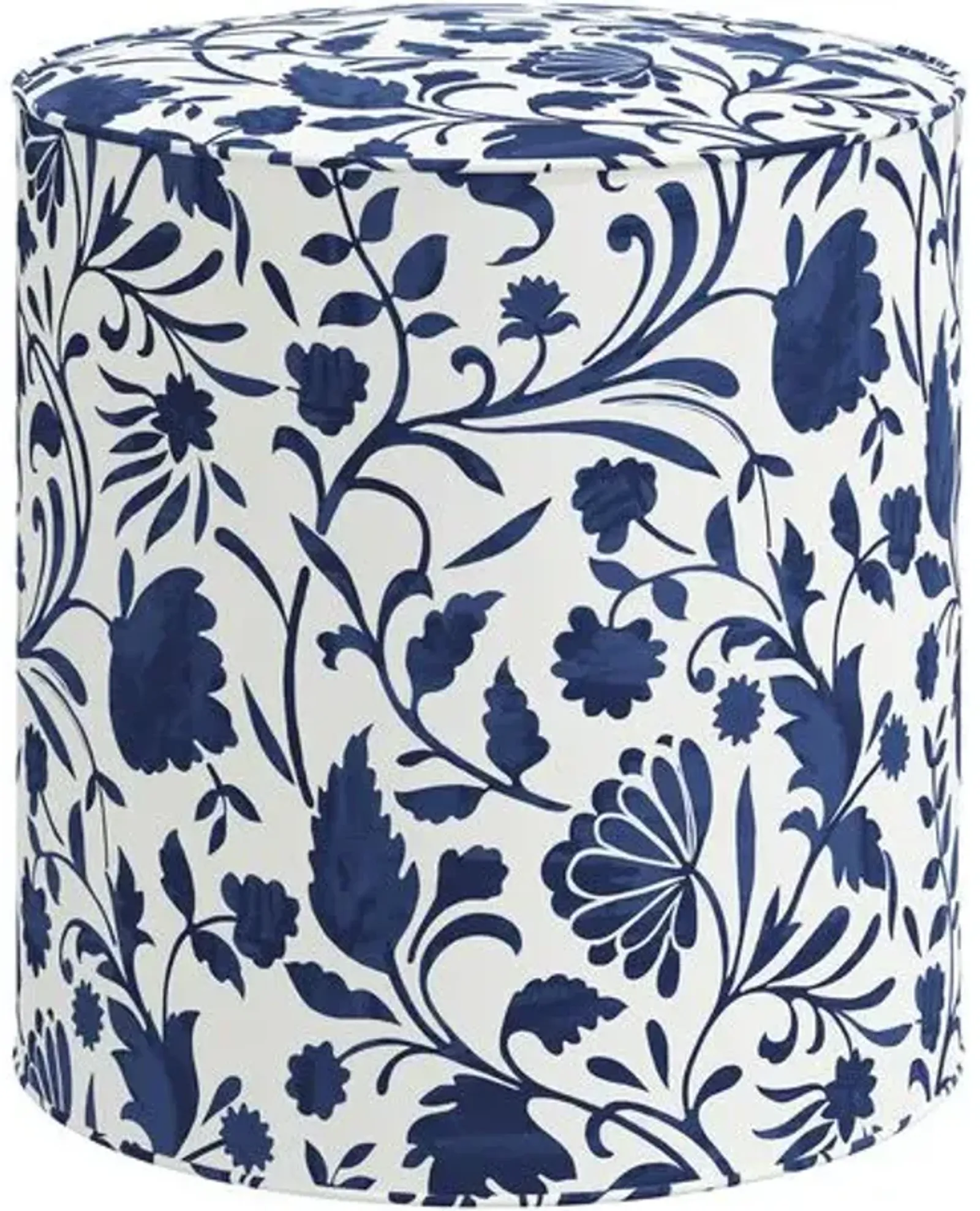 Harper Vine Floral Ottoman - Blue