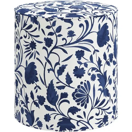 Harper Vine Floral Ottoman - Blue