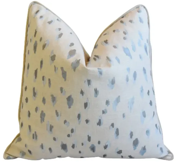 Blue Silver Animal Cat Spot Linen Pillow