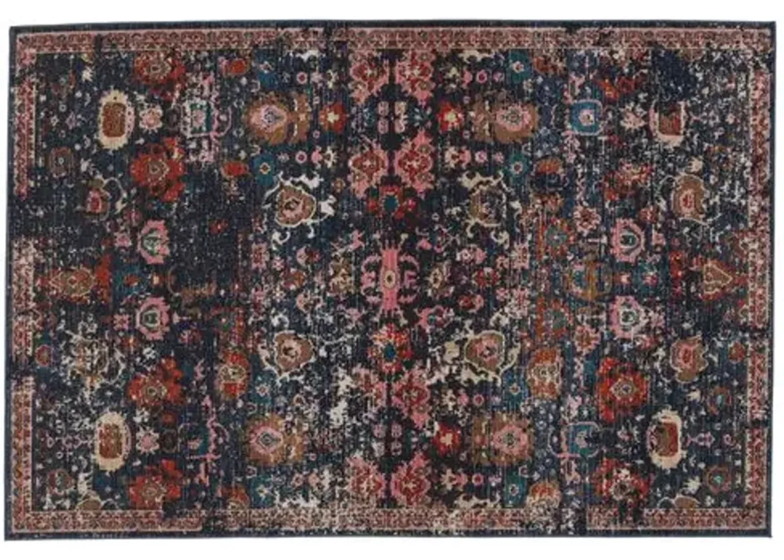 Tipu Rug - Dark Blue/Pink - Blue