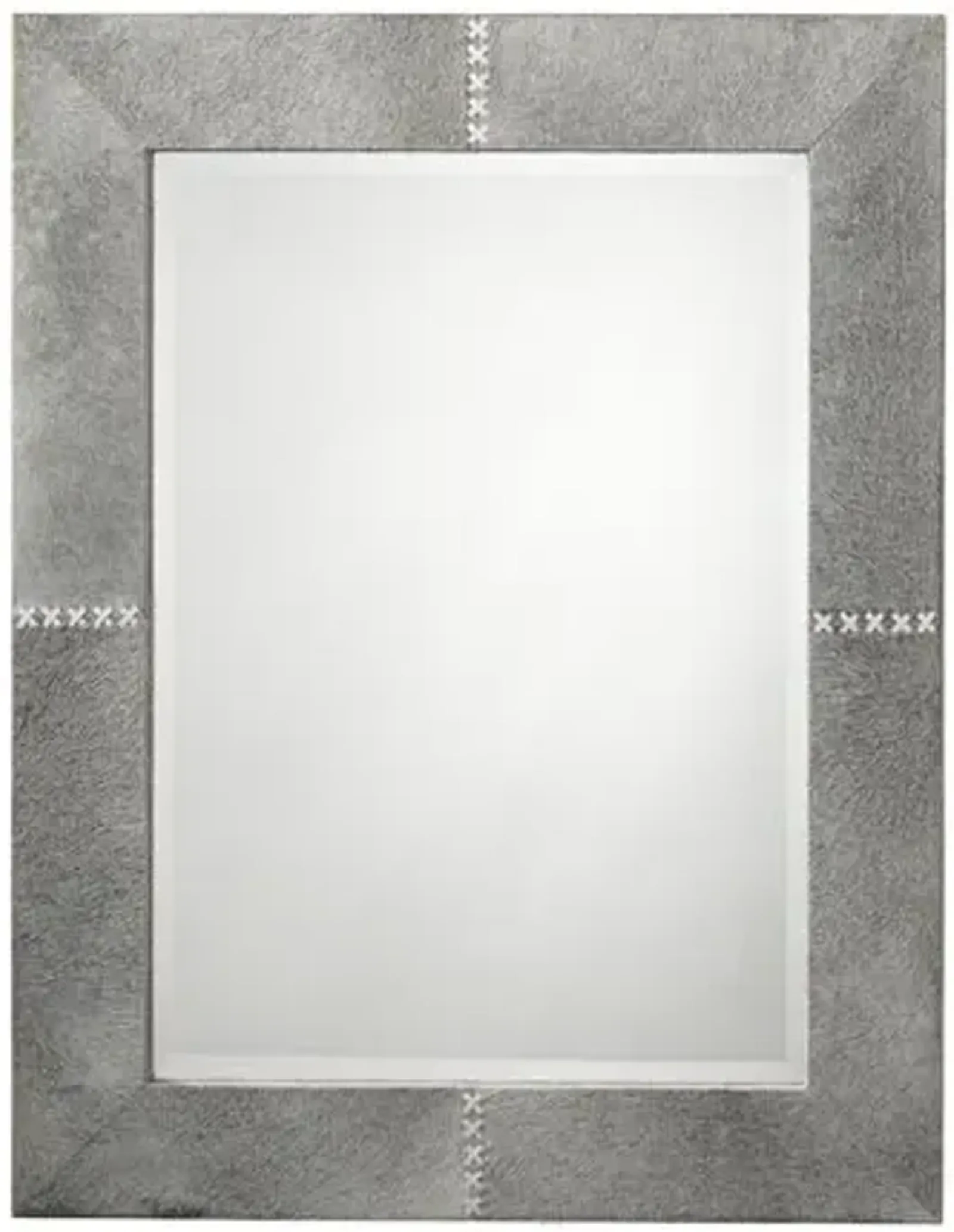 Cross Stitch Hide Rectangle Wall Mirror - Gray - Jamie Young Co.