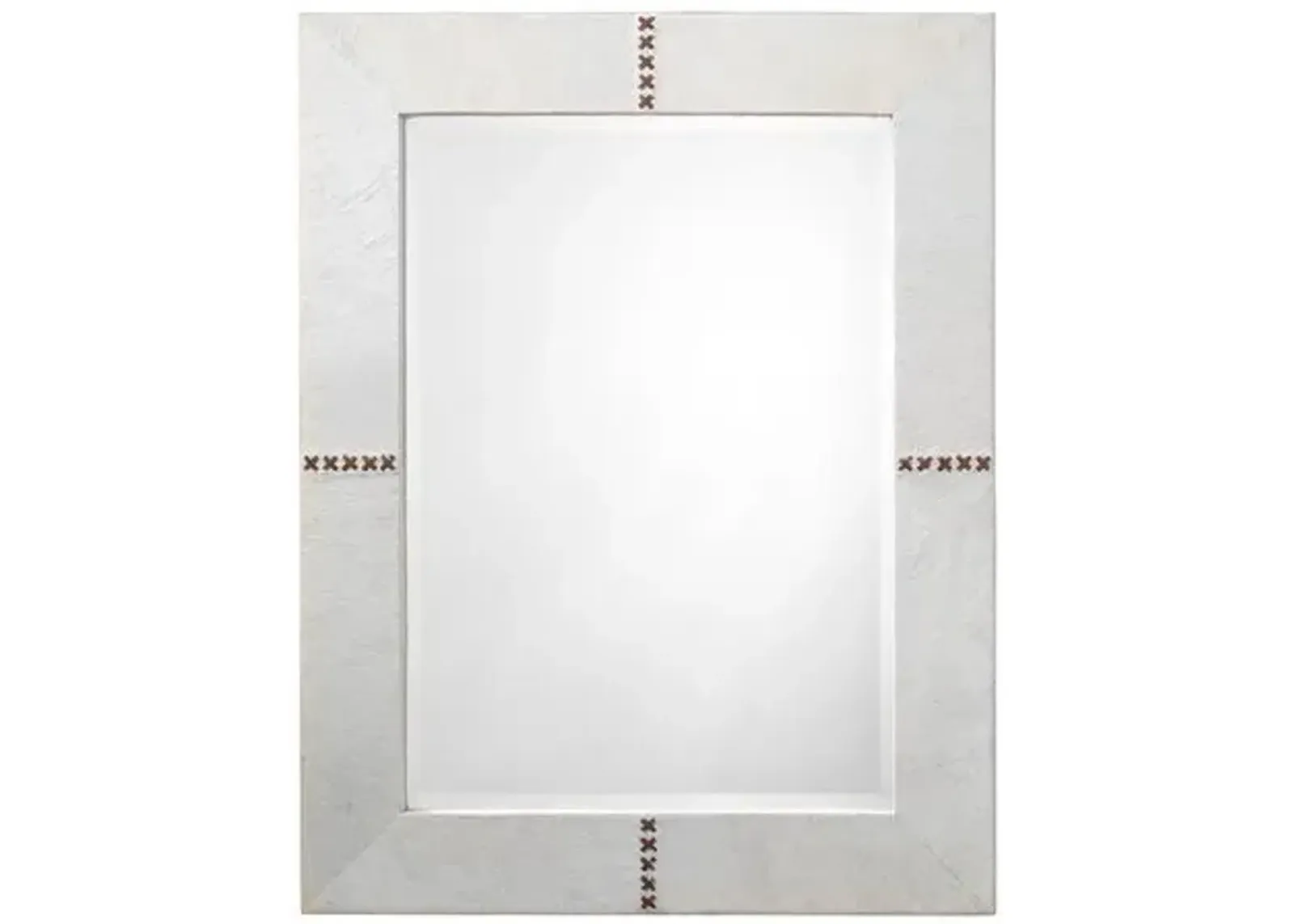 Cross Stitch Hide Rectangle Wall Mirror - White - Jamie Young Co.