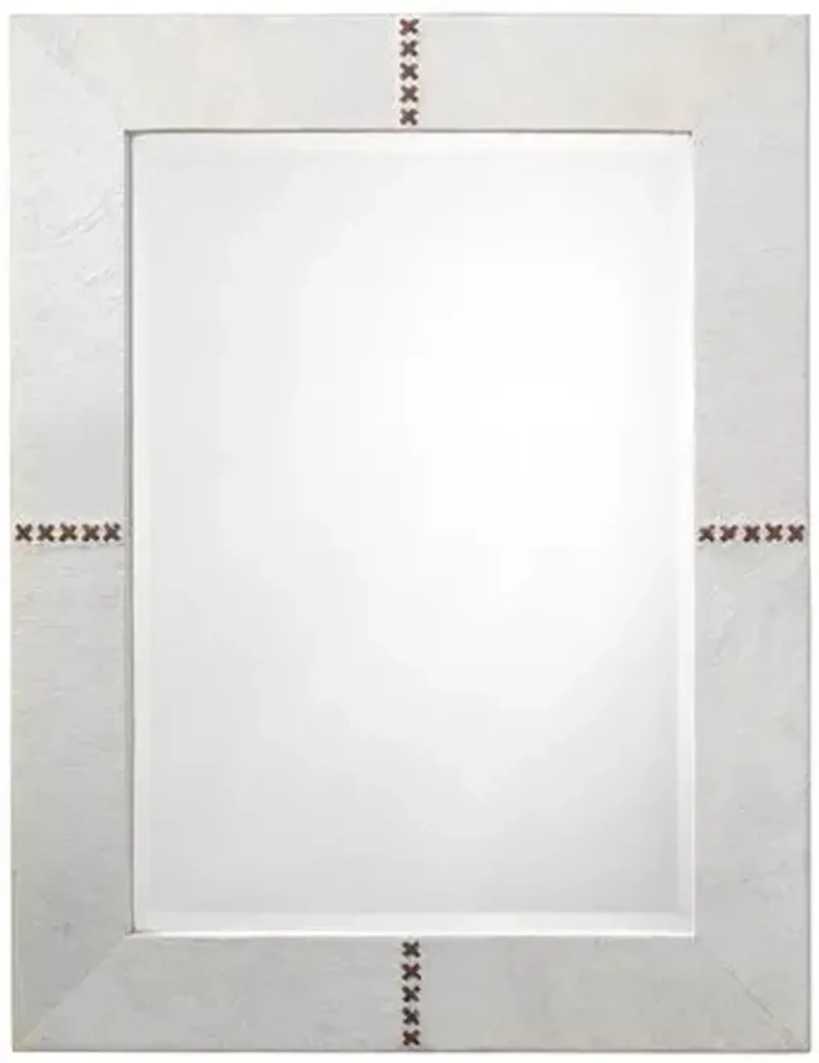 Cross Stitch Hide Rectangle Wall Mirror - White - Jamie Young Co.