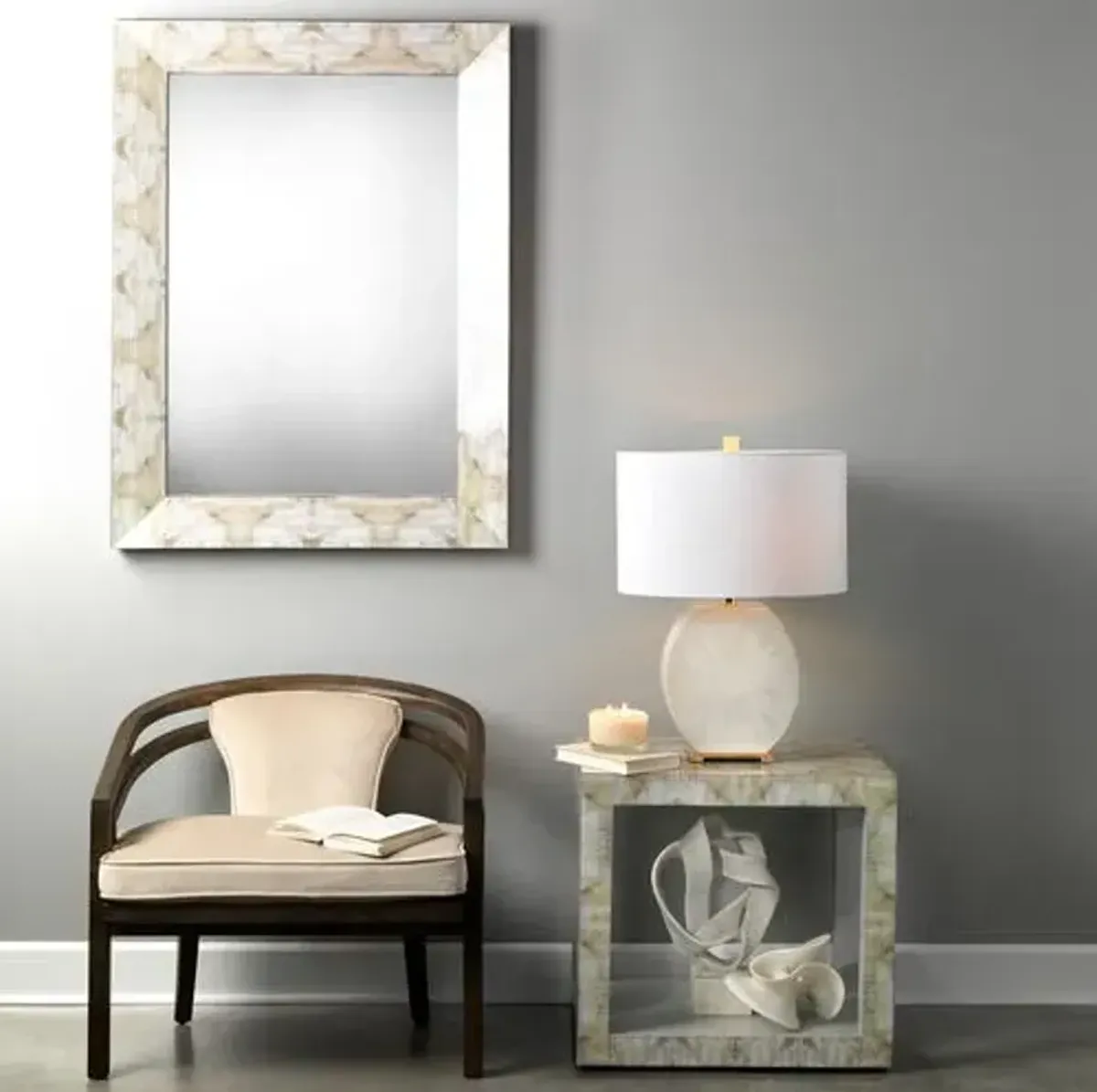 Fragment Large Rectangle Wall Mirror - Gray Lacquer - Jamie Young Co.