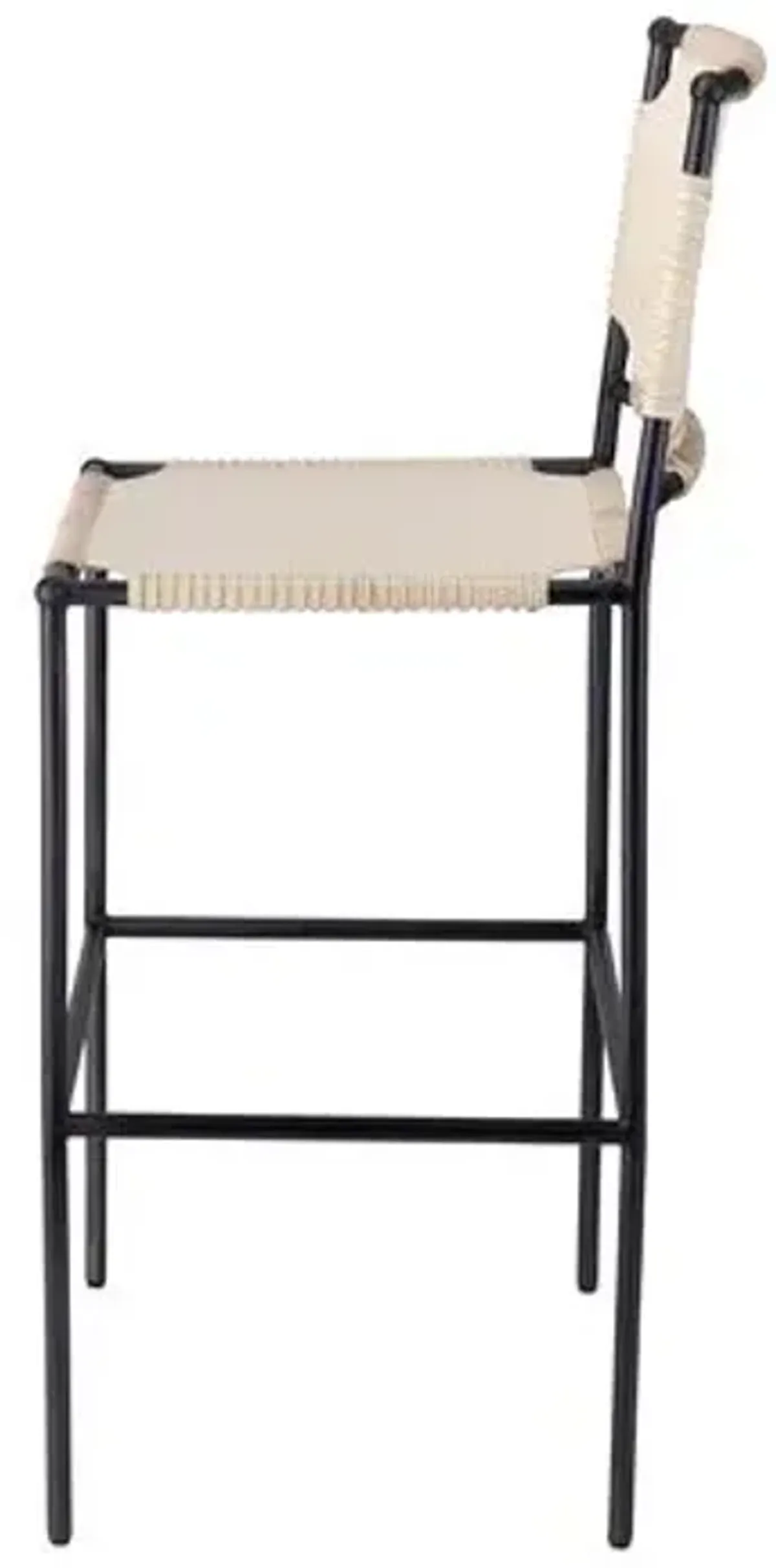 Asher Leather Barstool - Off-White/Black - Jamie Young Co.