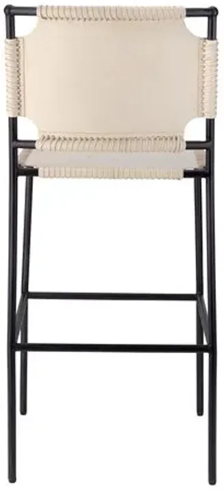 Asher Leather Barstool - Off-White/Black - Jamie Young Co.