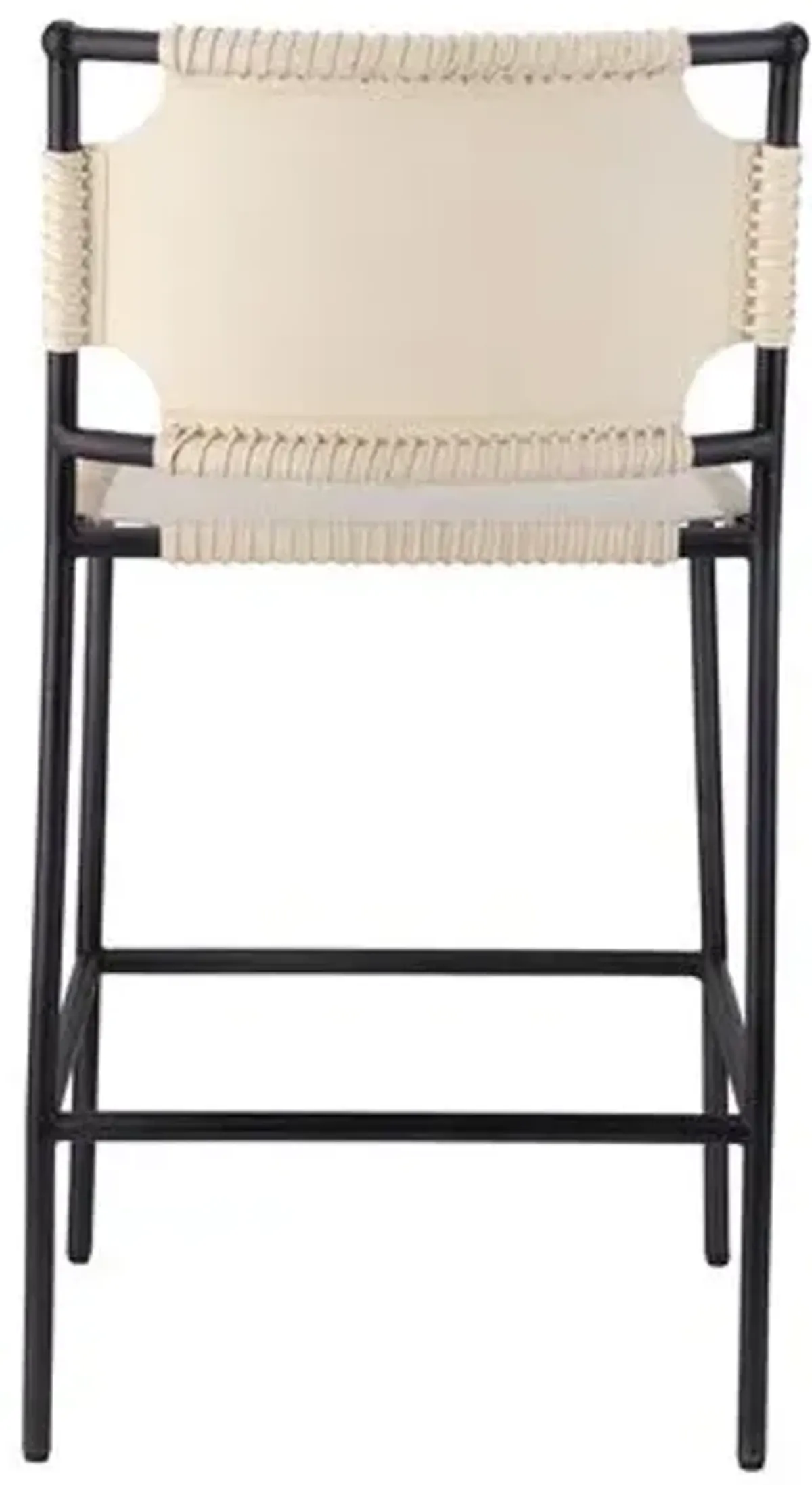 Asher Leather Counter Stool - Off-White/Black - Jamie Young Co.