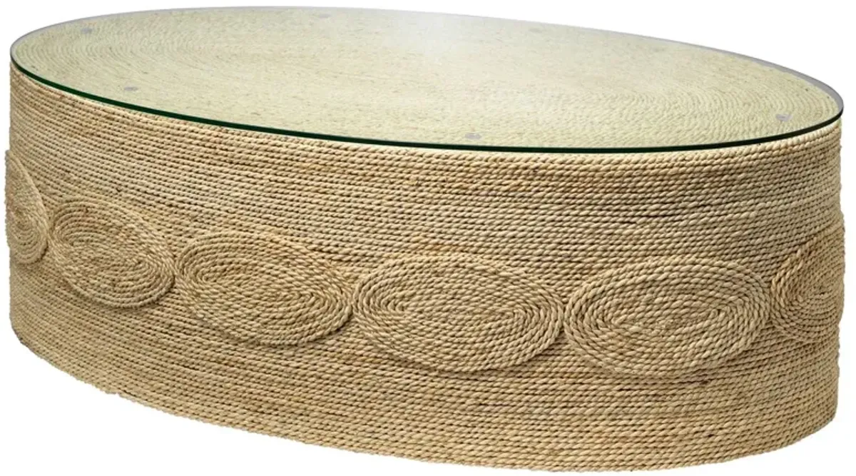 Barbados Rope Oval Coffee Table, Off-White