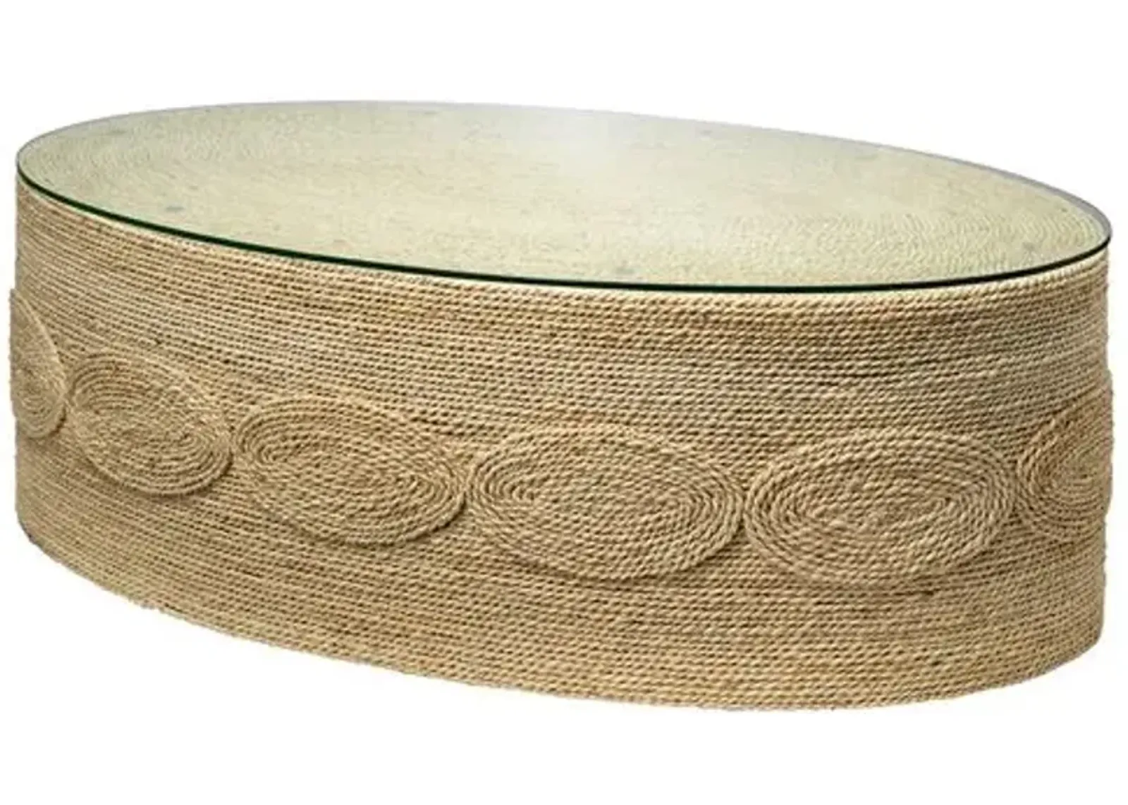 Barbados Rope Oval Coffee Table - Off-White - Jamie Young Co. - Clear