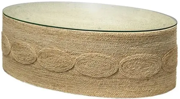 Barbados Rope Oval Coffee Table - Off-White - Jamie Young Co. - Clear