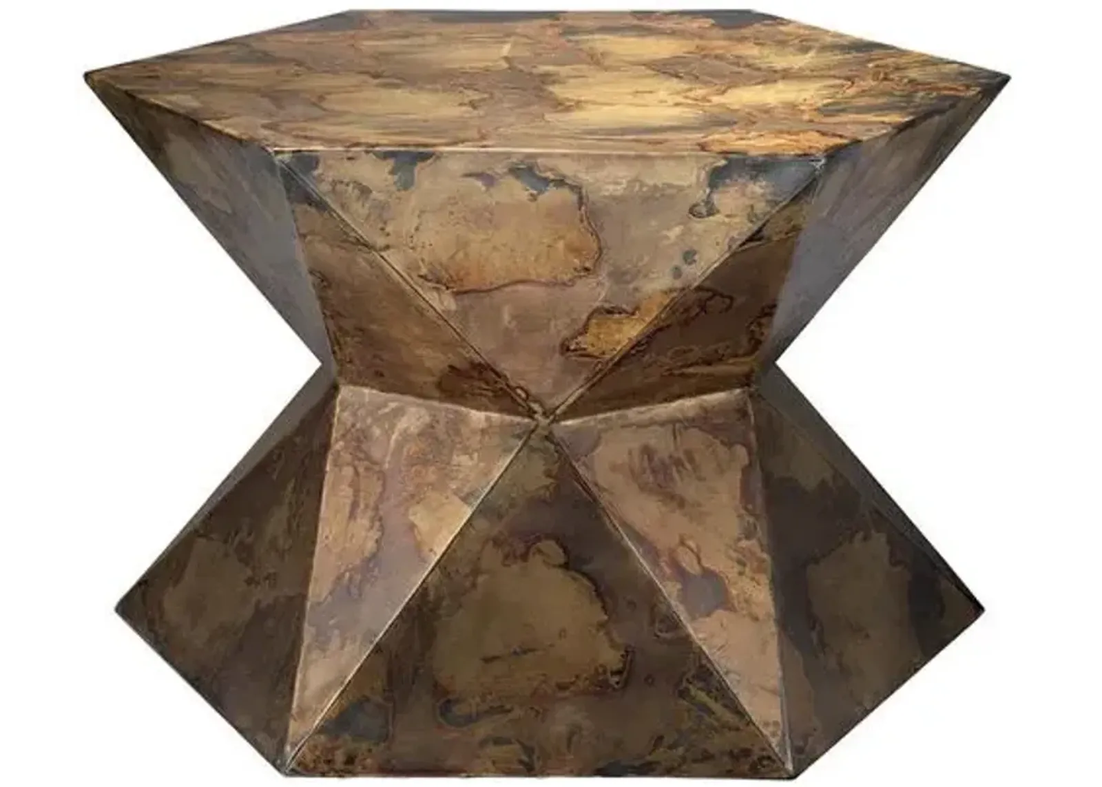 Crown Metal Side Table - Acid-Washed - Jamie Young Co. - Brown