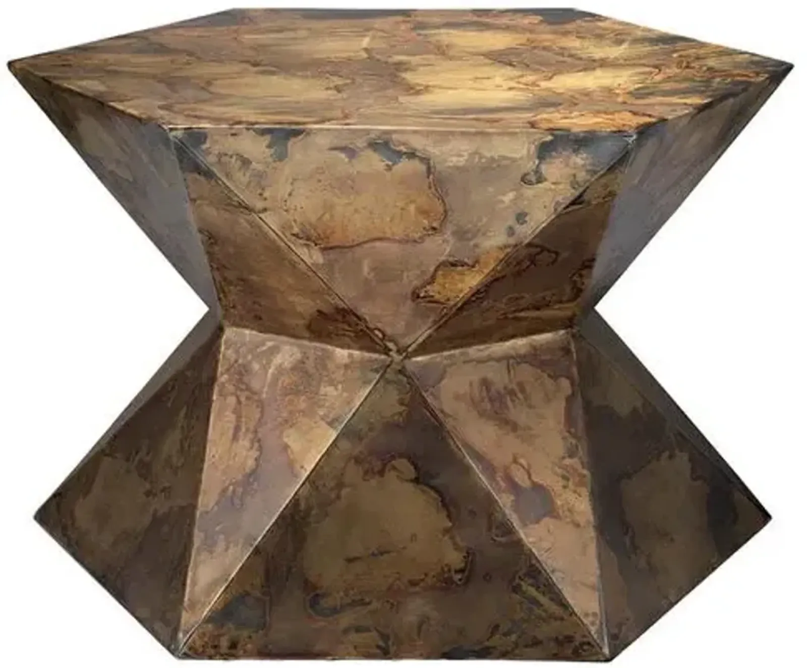 Crown Metal Side Table - Acid-Washed - Jamie Young Co. - Brown