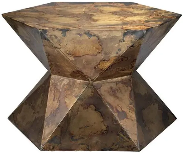 Crown Metal Side Table - Acid-Washed - Jamie Young Co. - Brown