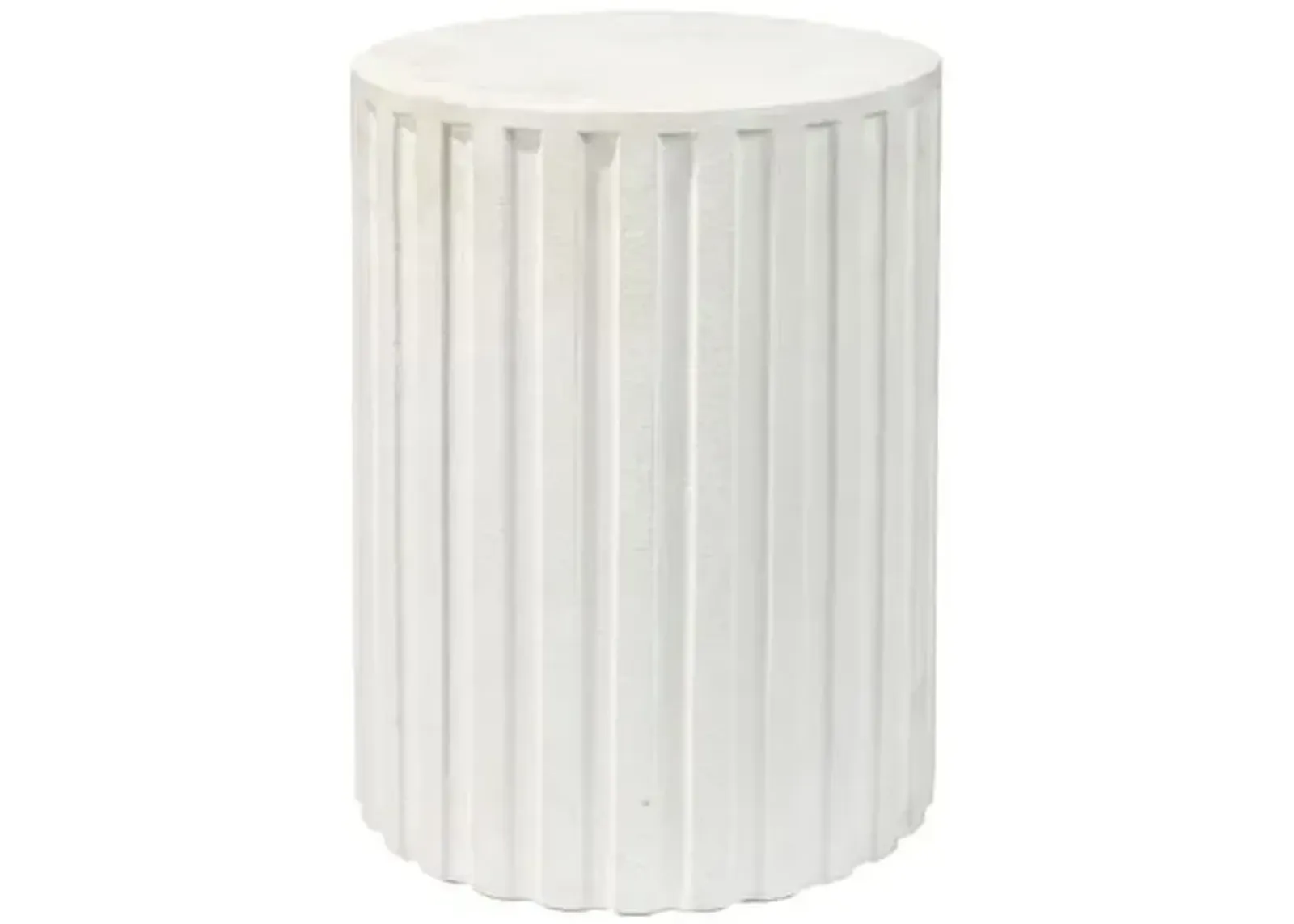 Fluted Column Cement Side Table - White - Jamie Young Co.