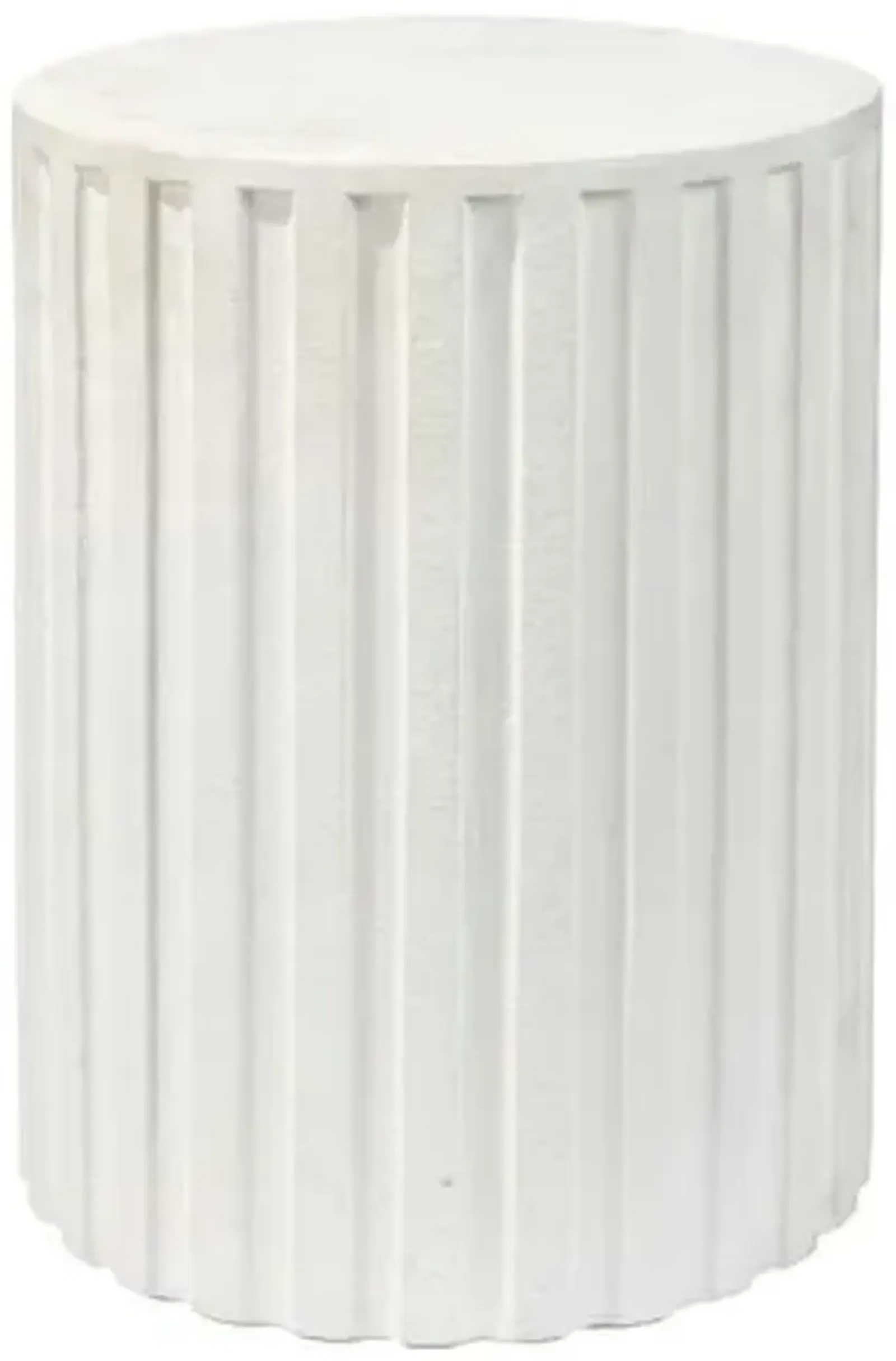 Fluted Column Cement Side Table - White - Jamie Young Co.