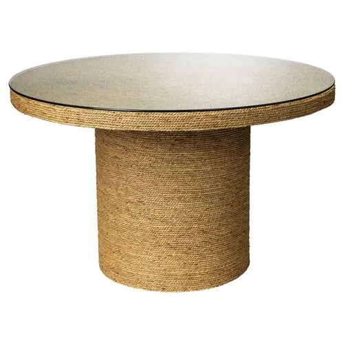 Harbor Round Seagrass Bistro Table - Natural - Jamie Young Co. - Beige