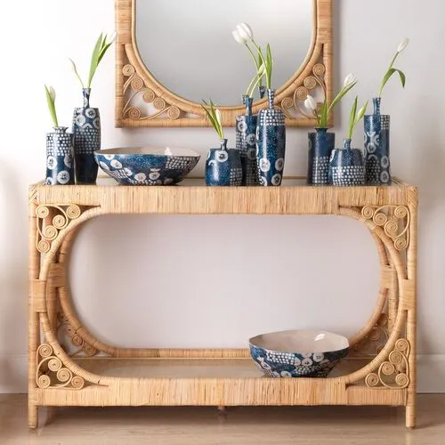 Primrose Rattan Console Table - Natural - Jamie Young Co. - Beige