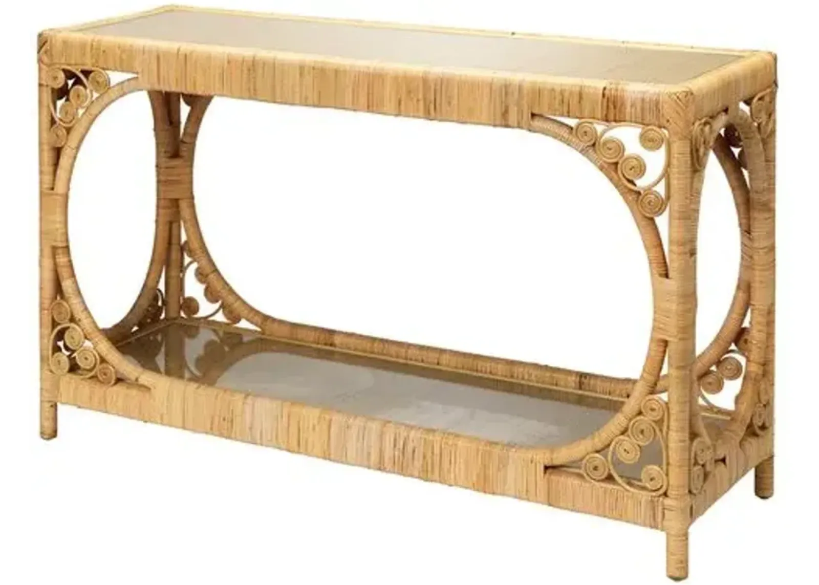 Primrose Rattan Console Table - Natural - Jamie Young Co. - Beige