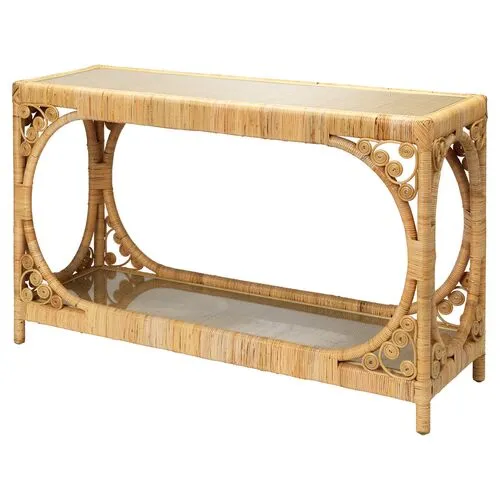 Primrose Rattan Console Table - Natural - Jamie Young Co. - Beige