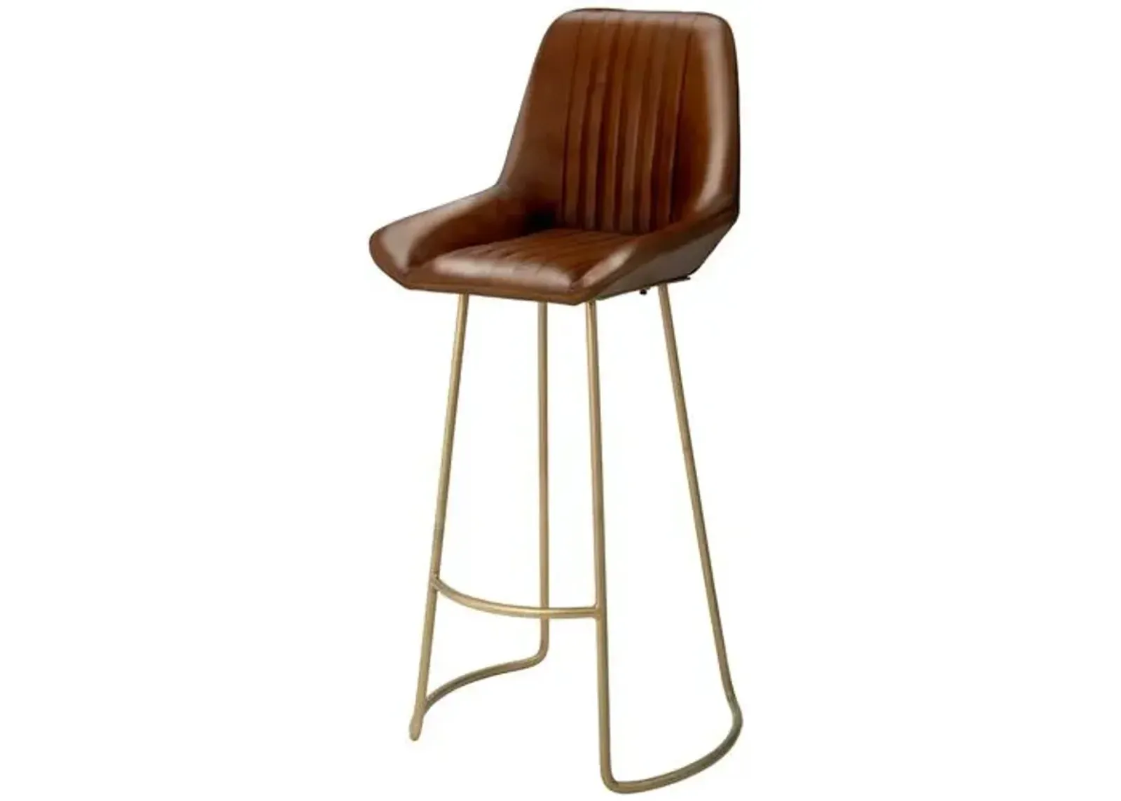 Perry Leather Barstool - Buff/Brass - Jamie Young Co. - Brown