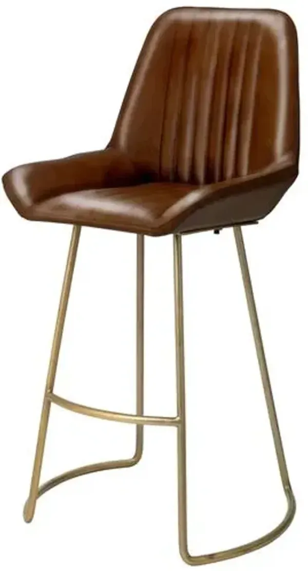 Perry Leather Counter Stool - Buff/ Antique Brass - Jamie Young Co.