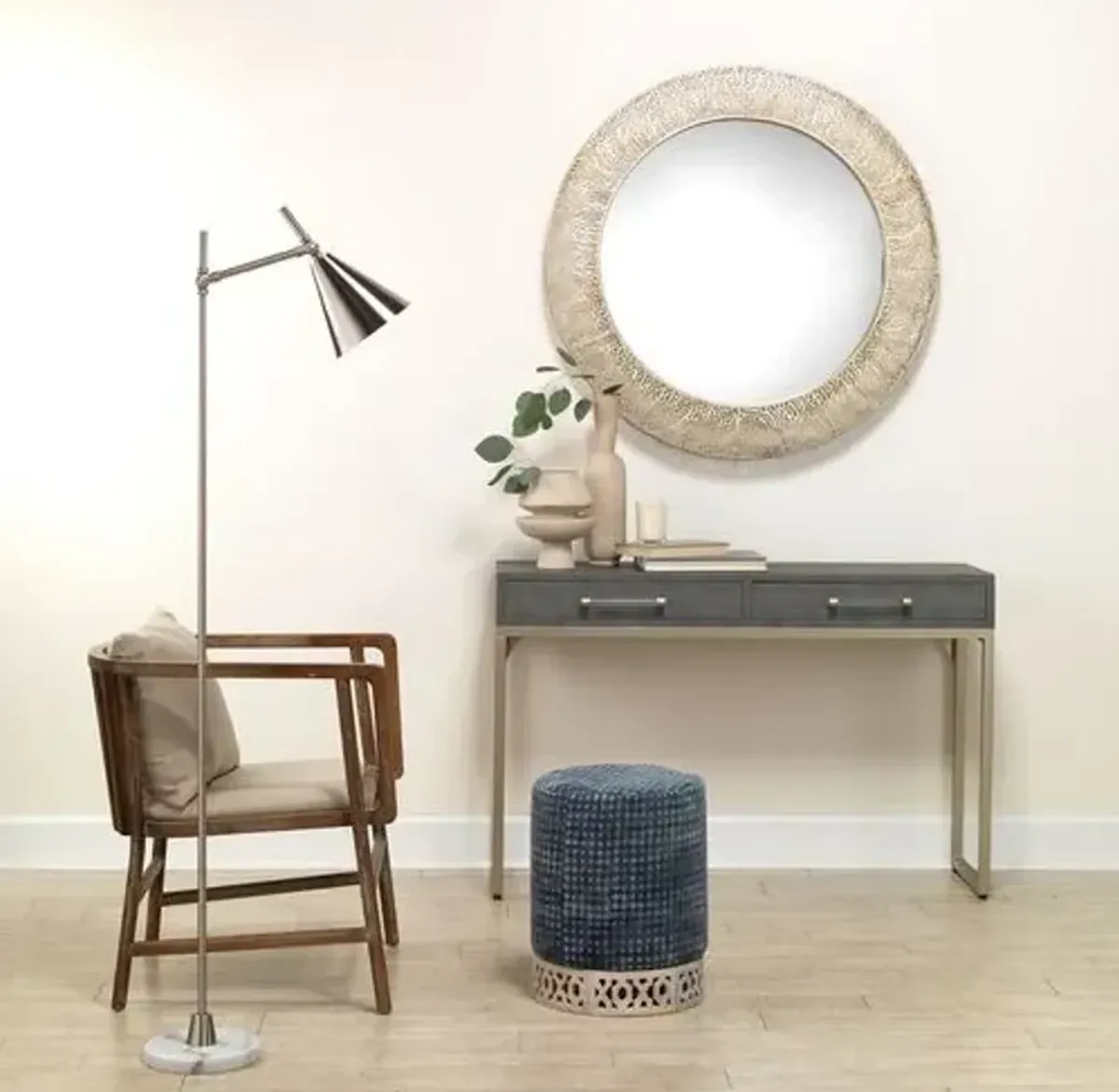 Kain Faux Shagreen Console Table - Gray - Jamie Young Co.