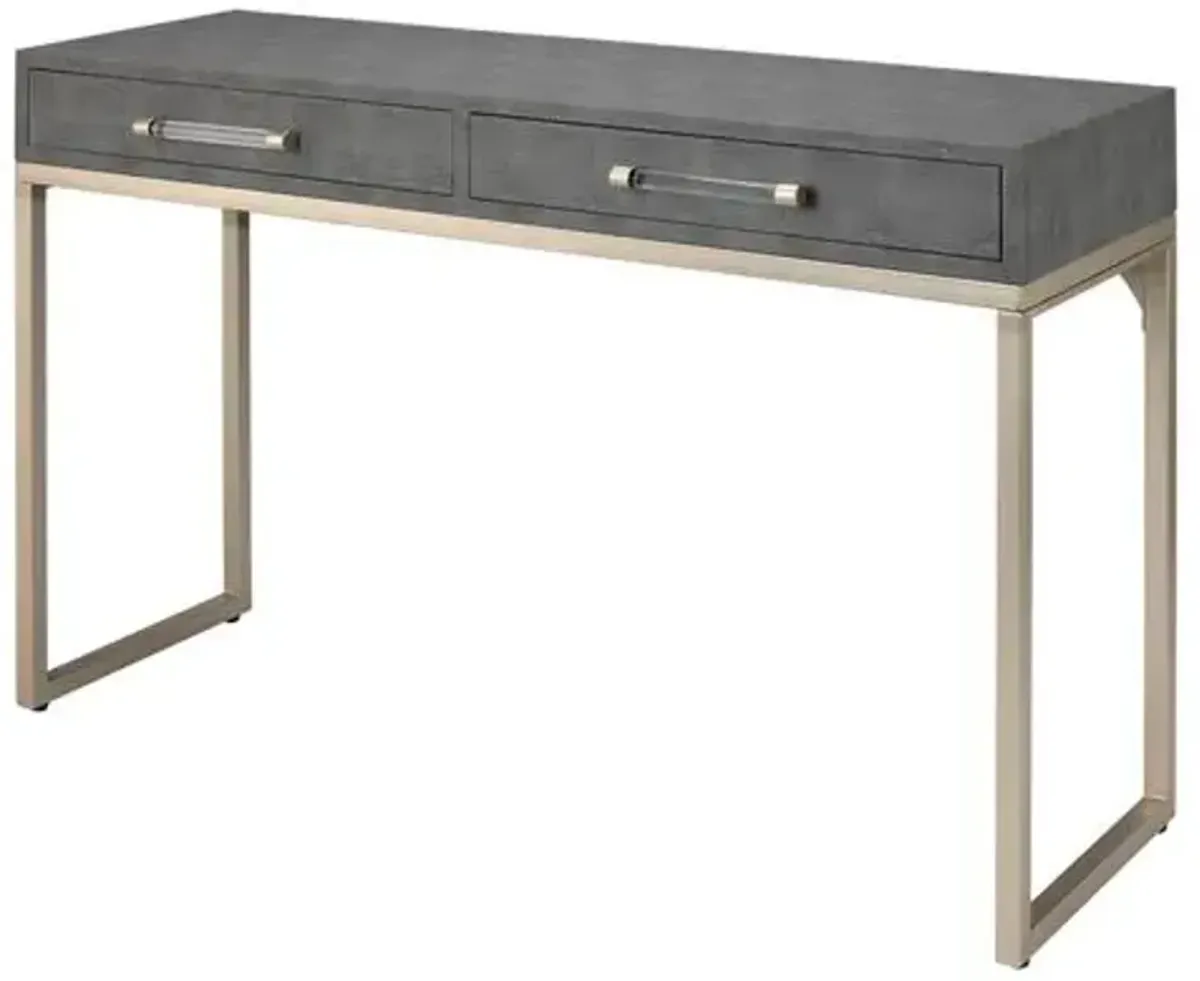 Roland Faux Shagreen Console Table - Gray