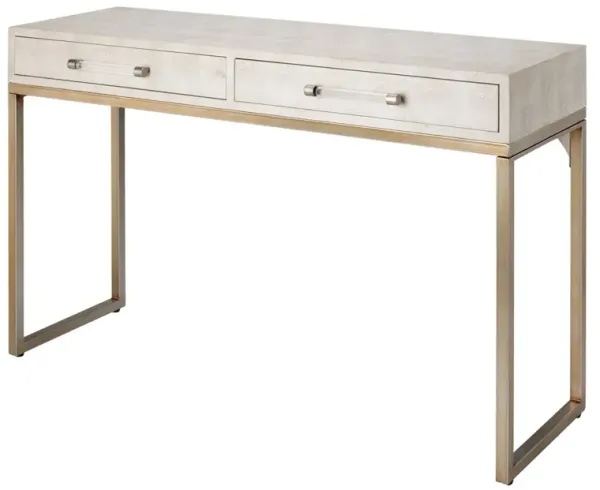 Roland Faux Shagreen Console Table, Ivory