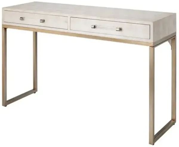 Roland Faux Shagreen Console Table - Ivory - White