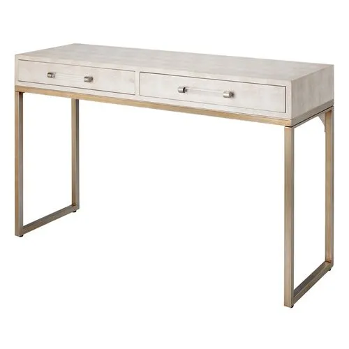 Kain Faux Shagreen Console Table - Ivory - Jamie Young Co. - White