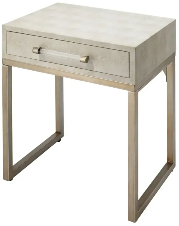 Roland Faux Shagreen Side Table, Ivory