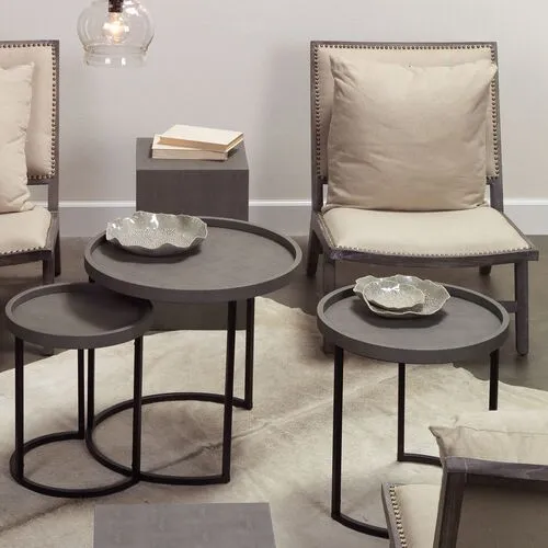 Set of 3 Maddox Nesting Tables - Gray/Black - Jamie Young Co.