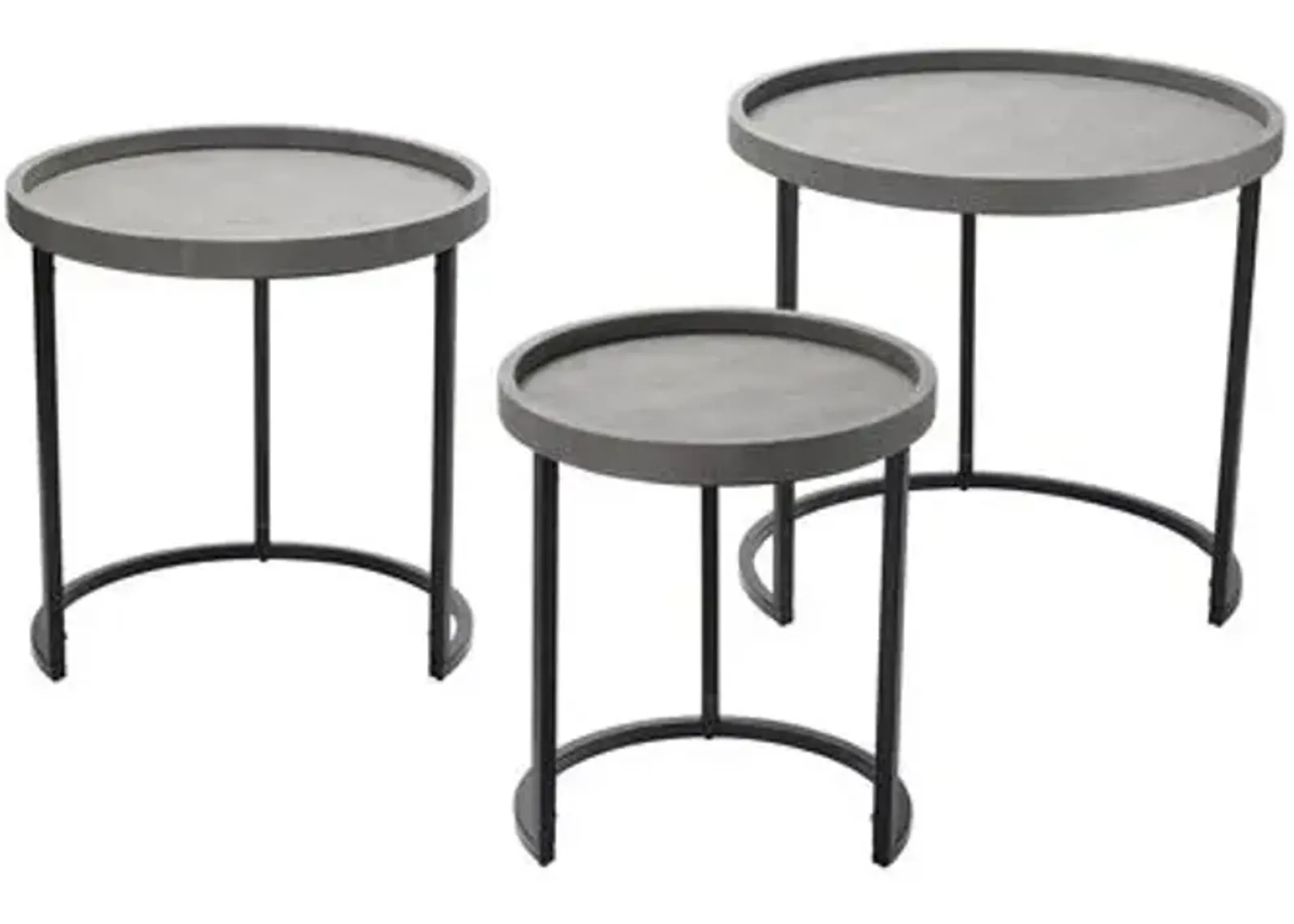 Set of 3 Maddox Nesting Tables - Gray/Black - Jamie Young Co.