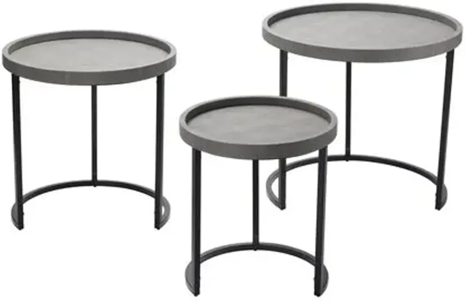 Set of 3 Maddox Nesting Tables - Gray/Black - Jamie Young Co.