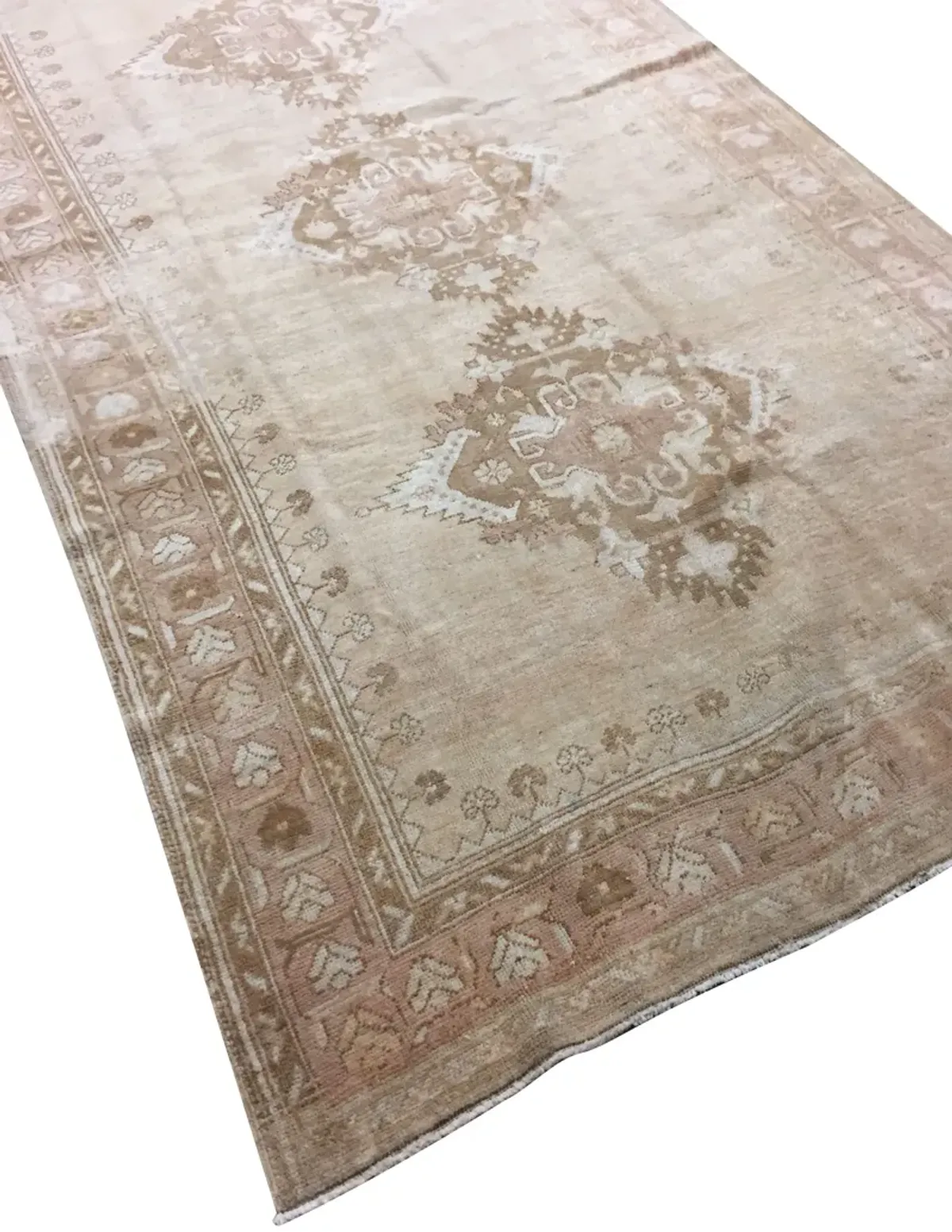 Turkish Oushak Rug Runner 4'10 X 11'8 - Beige - Beige