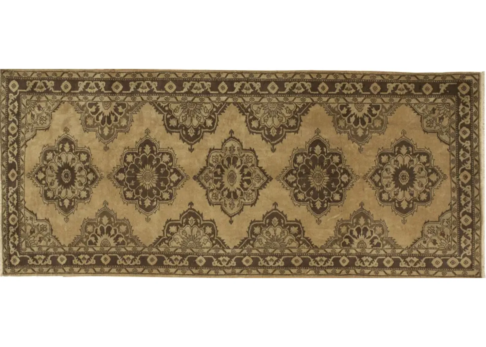 4'9x12'6 Turkish Oushak Runner - Brown