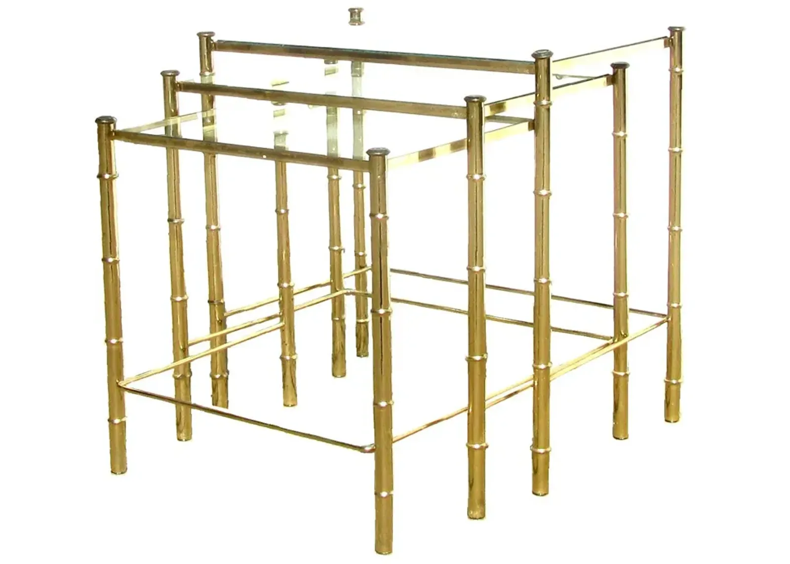 Brass Faux Bamboo Nesting Tables Set of 3 - Chez Vous - gold