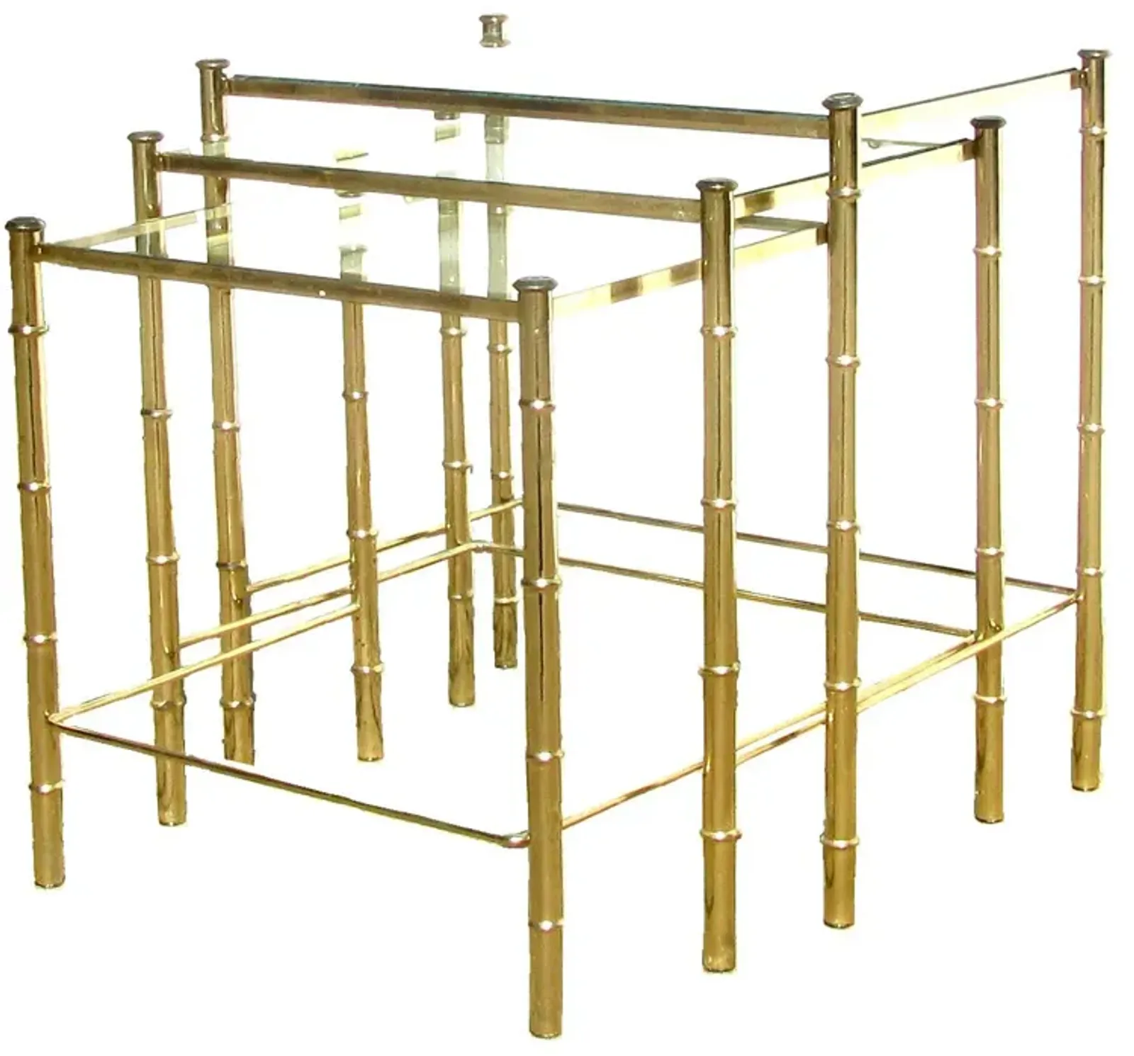 Brass Faux Bamboo Nesting Tables Set of 3 - Chez Vous - gold