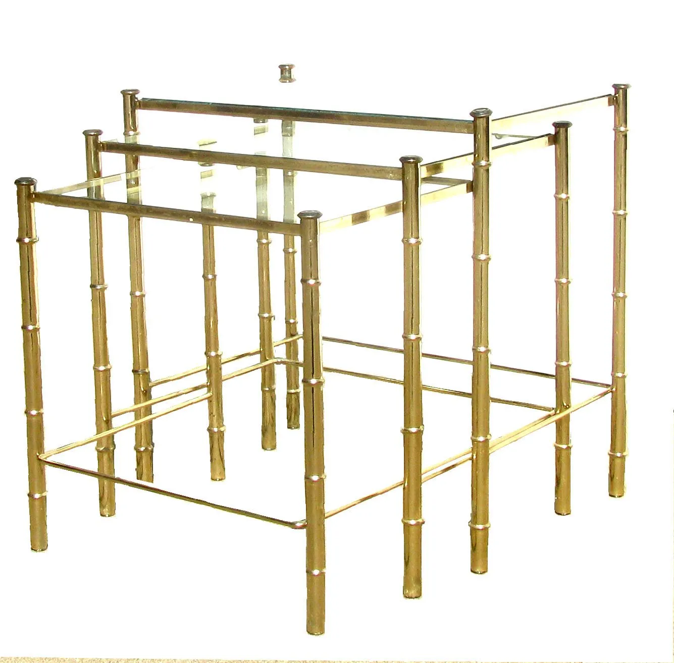 Brass Faux Bamboo Nesting Tables Set of 3 - Chez Vous - gold