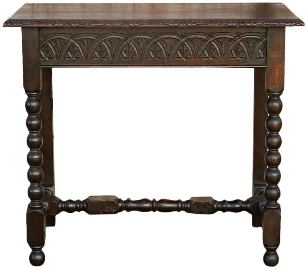 Antique Carved Oak English Tavern Table - de-cor - Brown