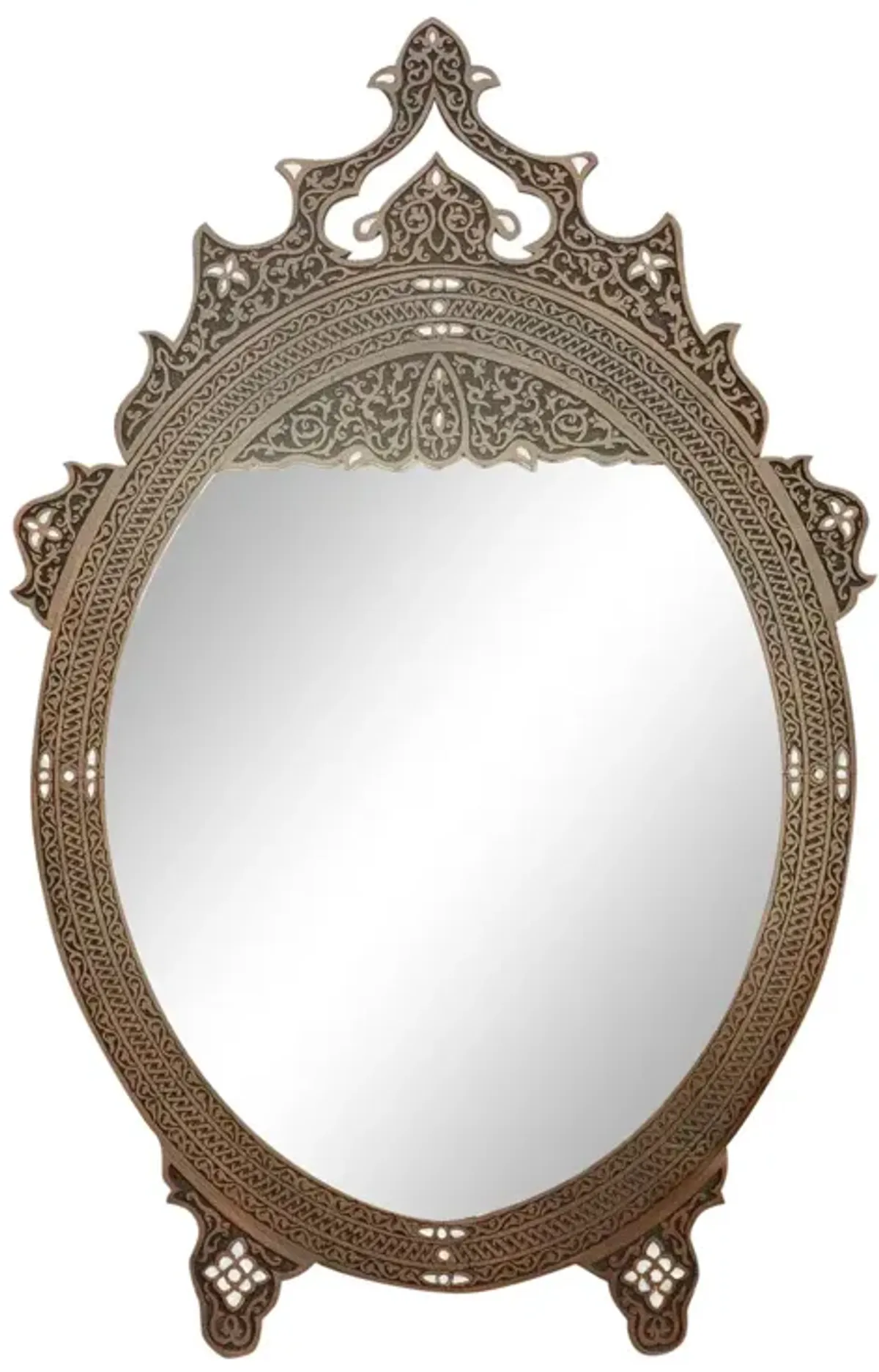 Finely Carved and Inlaid Syrian Mirror - de-cor - Brown